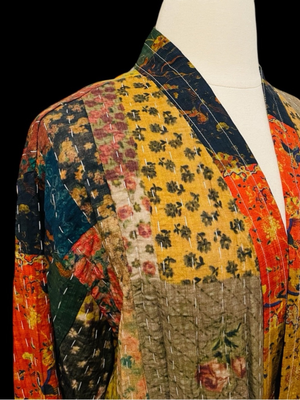 POL Multicolor Kantha Patchwork Jacket L - Picture 3 of 16